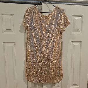 Pink Lily Gold Sequin Mini Dress